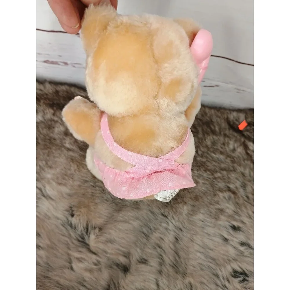 Russ Berrie Born To Talk‎ Teddy Bear Plush With Pink Dress & Phone Accessory